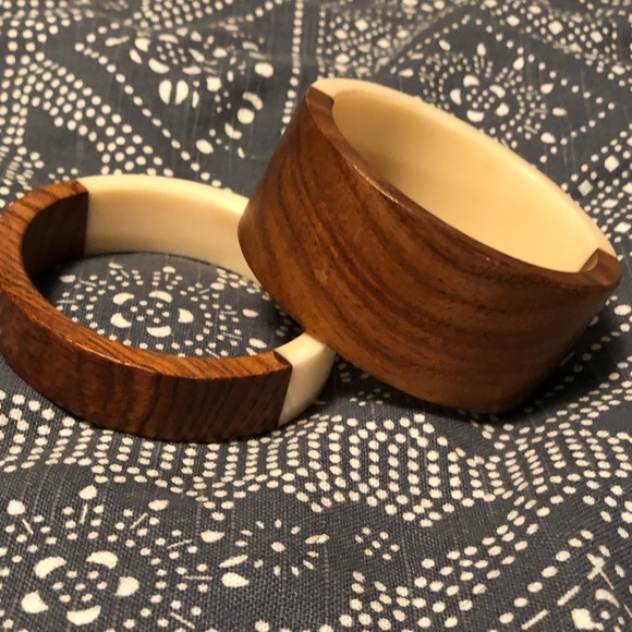 Anthropologie Jewelry - Anthropologie chunky wooden bangles